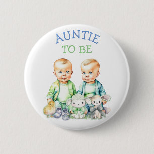 Badge Rond 5 Cm Tante personnalisée pour être Baby shower jumeaux