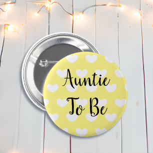 Badge Rond 5 Cm Tante pour être le Baby shower des Coeurs Jaunes
