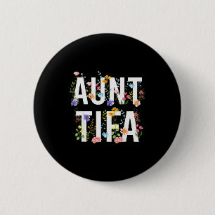 Badge Rond 5 Cm Tante Tifa - Fleurs Sauvages Rétro Féministe Fleur