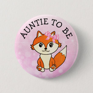 Badge Rond 5 Cm Tante to Be Forest Animaux Fox Baby shower