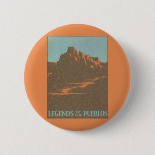 Badge Rond 5 Cm Taos Pueblos vintage du Nouveau-Mexique, Art d'aff
