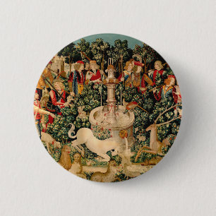 Badge Rond 5 Cm Tapisseries de la Licorne Légende Mythe Art Médiév