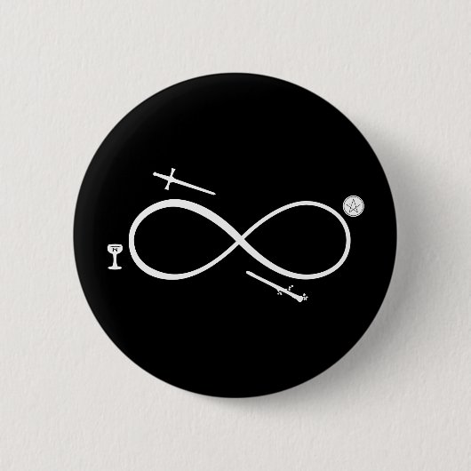 Badge Rond 5 Cm Tarot Lemniscate : Magicien & Éléments (Devant)