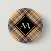 Badge Rond 5 Cm Tartan beige et Brown (Devant)