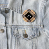 Badge Rond 5 Cm Tartan beige et Brown (En situation)