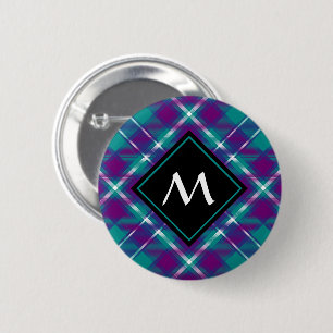 Badge Rond 5 Cm Tartan vert de mer, violet et bleu