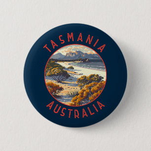 Badge Rond 5 Cm Tasmanie Australie Cercle retro désorganisé
