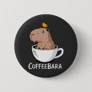 Badge Rond 5 Cm Tasse de café Coffeebara Capybara mignon Pun drôle