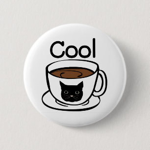 Badge Rond 5 Cm Tasse de café cool visage de chat citation d'art m