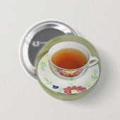 Badge Rond 5 Cm Tasse de thé (Devant & derrière)