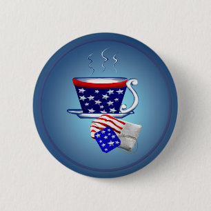 Badge Rond 5 Cm Tasse de thé et bouton américains de sac