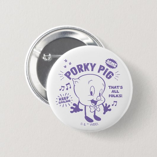 Badge Rond 5 Cm Tasty Retro Porky Pig (Devant & derrière)