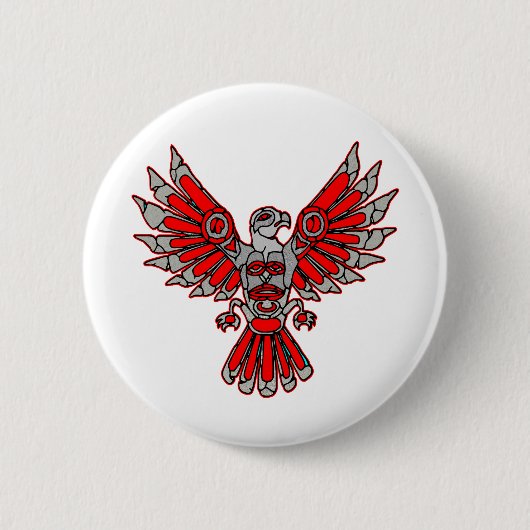Badge Rond 5 Cm Tatouage au Totem de pierre de Thunderbird de Haid (Devant)