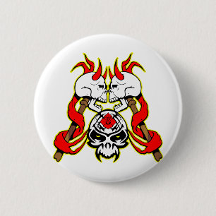 Badge Rond 5 Cm Tatouage de 3 crânes de bataille