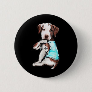 Badge Rond 5 Cm Tatouage de chien Pitbull J'aime maman Fête des mè