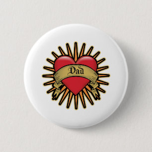 Badge Rond 5 Cm Tatouage de coeur de papa