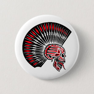 Badge Rond 5 Cm Tatouage de crâne de rocker punk