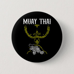Badge Rond 5 Cm Tatouage de tigre de kickboxing Muay Thai Sak Yant
