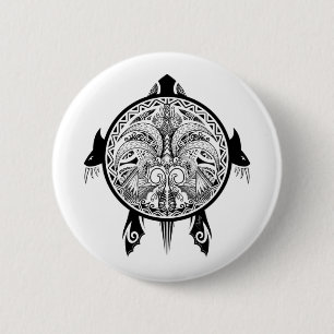 Badge Rond 5 Cm Tatouage de Tribal Turtle Shield
