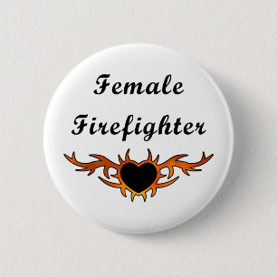 Badge Rond 5 Cm Tatouage femelle de sapeur-pompier