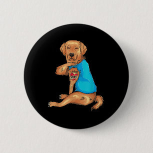 Badge Rond 5 Cm Tatouage Fête des Mères J'aime Maman Golden Retrie
