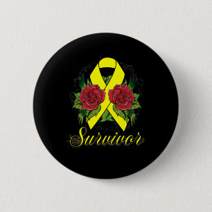 Badge Rond 5 Cm Tatouage grunge rose de survivant d'endométriose