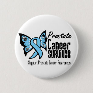 Badge Rond 5 Cm Tatouage Papillon Prostate Cancer Survivant