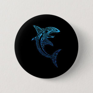 Badge Rond 5 Cm Tatouage polynésien de requin tribal artistique V 