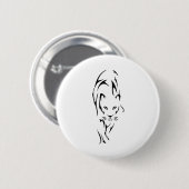 Badge Rond 5 Cm tatouage silhouette de lionne (Devant & derrière)