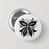 Badge Rond 5 Cm Tatouage Tribal Noir Et Blanc Papillon (Devant & derrière)