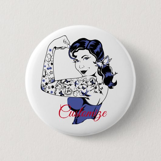 Badge Rond 5 Cm Tattoo Girl Arm Up Thunder_Cove (Devant)