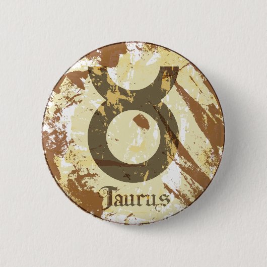 Badge Rond 5 Cm Taureau de grunge d'astrologie (Devant)