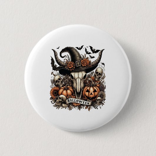 Badge Rond 5 Cm Taureau Halloween Vache (Devant)