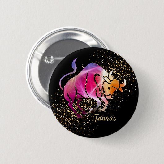Badge Rond 5 Cm Taurus - Symbole d'anniversaire (Devant & derrière)