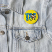 Badge Rond 5 Cm TAZ™ Tornado Terreur Plaid (En situation)
