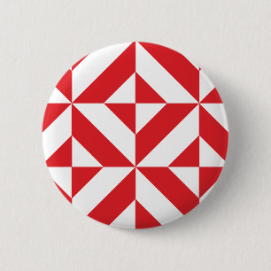 Badge Rond 5 Cm Tchry Red Geometric Deco Cube Pattern