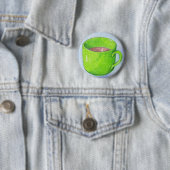 Badge Rond 5 Cm Tea in Green Button (En situation)