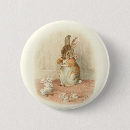 Badge Rond 5 Cm Tea Party de lapin (Devant)