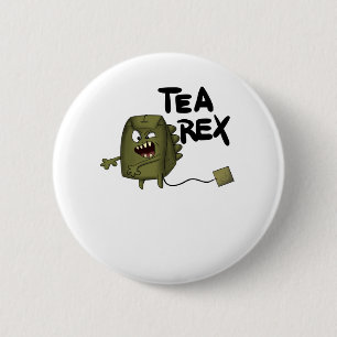 Badge Rond 5 Cm tea rex, funny dinosaur