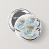 Badge Rond 5 Cm Tea Set anglais - Chine aux fleurs oubliées (Devant & derrière)