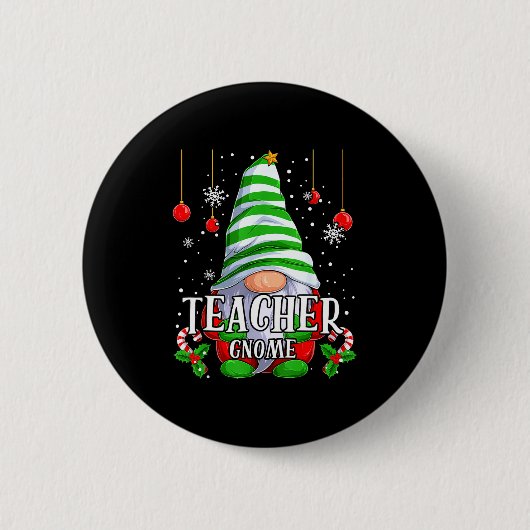 Badge Rond 5 Cm Teacher Gnome Christmas Pajamas Matching Family Gr (Devant)