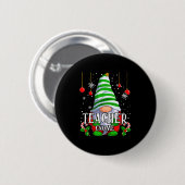 Badge Rond 5 Cm Teacher Gnome Christmas Pajamas Matching Family Gr (Devant & derrière)