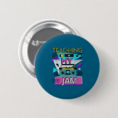 Badge Rond 5 Cm Teaching Is My Jam Funny Retro Teacher Back To Sch (Devant & derrière)