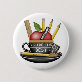 Badge Rond 5 Cm Teacup de pomme de l'enseignant