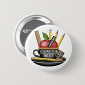 Badge Rond 5 Cm Teacup de pomme de l'enseignant (Devant & derrière)