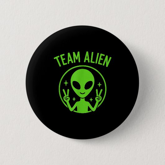 Badge Rond 5 Cm Team Alien – Funny Green Extraterrestrial Peace Si (Devant)