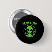 Badge Rond 5 Cm Team Alien – Funny Green Extraterrestrial Peace Si (Devant & derrière)