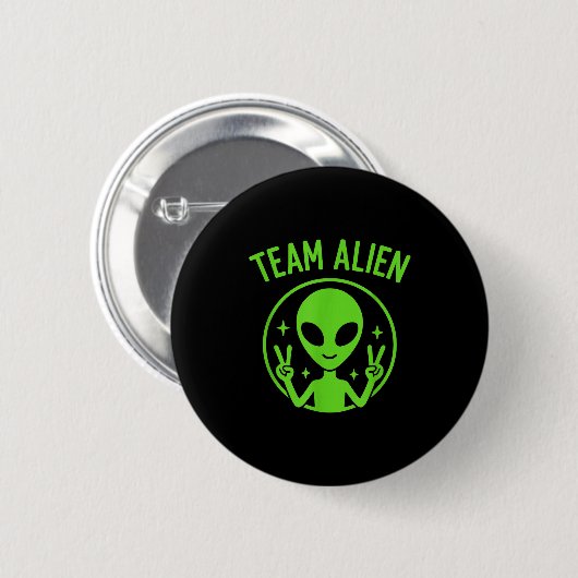 Badge Rond 5 Cm Team Alien – Funny Green Extraterrestrial Peace Si (Devant & derrière)