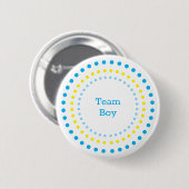Badge Rond 5 Cm Team Boy Baby Shower Blue & Yellow Polka Dots  (Devant & derrière)