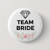Badge Rond 5 Cm Team Bride Diamond and Flowers Button Pin (Devant)